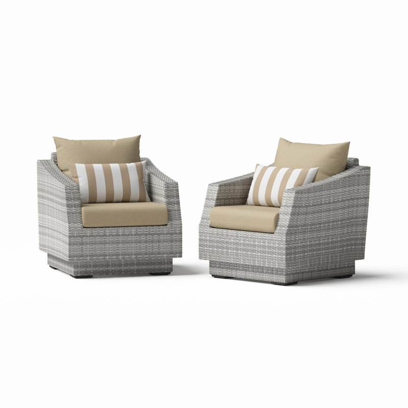 Fionnula Patio Chair With Sunbrella Cushion Covers, Canvas Heather Beige Sunbrella® Canvas