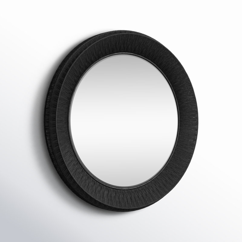 Miroir mural rond en jute, 40 po x 40 po