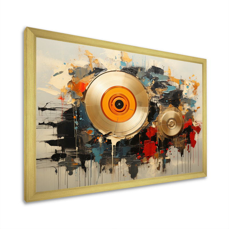 Vinyle, mélodie - Disques vinyle, art encadré, Cadre photo doré simple, H 16 po x l 32 po x P 1 po