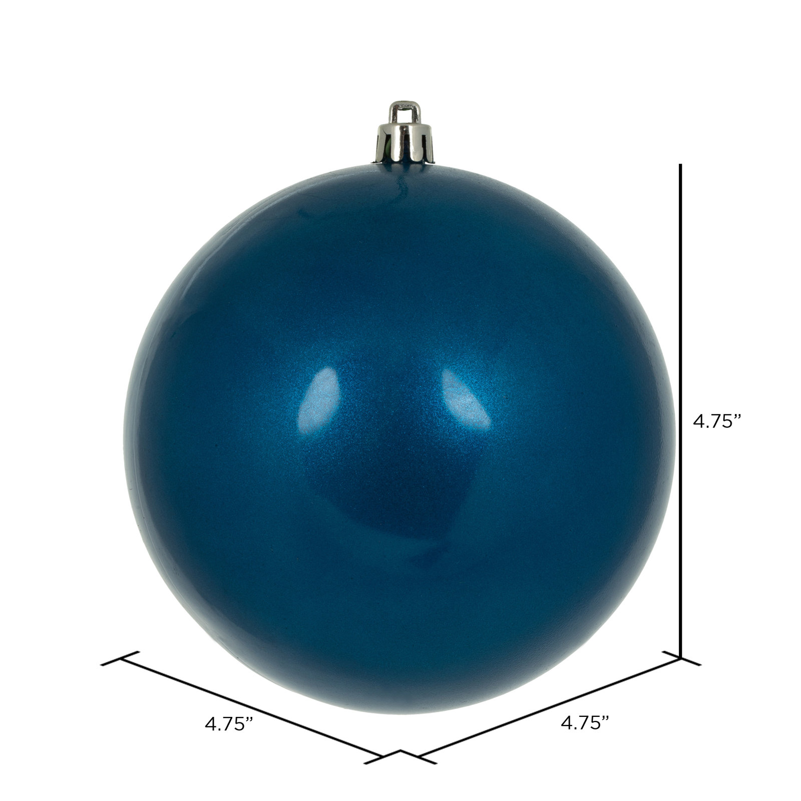 Christmas Ball Ornament, Candy Blue, 4.75" H x 4.75" W x 4.75" D