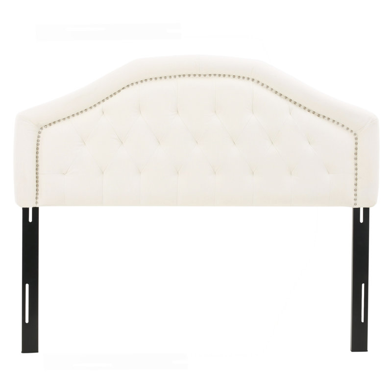 Tufted Upholstered Headboard Queen Size, Solid Wood Head Board With Durable Metal Legs, Adjustable Height Queen Headboard With Nailhead Trim In Bedroom
