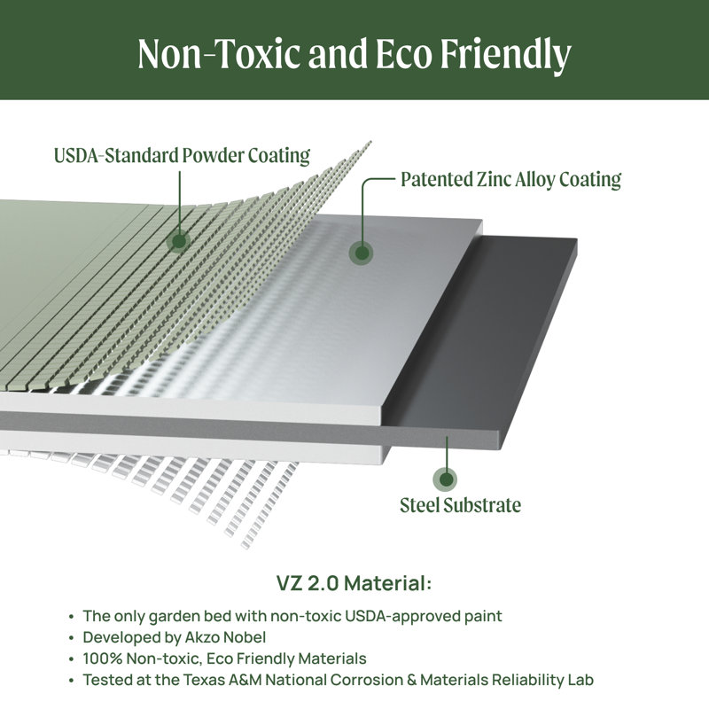 32" Tall 18" Wide Metal Outdoor Elevated Planter, Olive Green