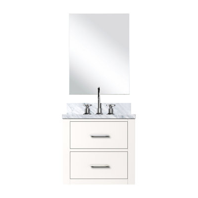 Meuble-lavabo simple bleu avec comptoir en acrylique, robinet et miroir - 20 po L 18 po x P 18 po, inclus