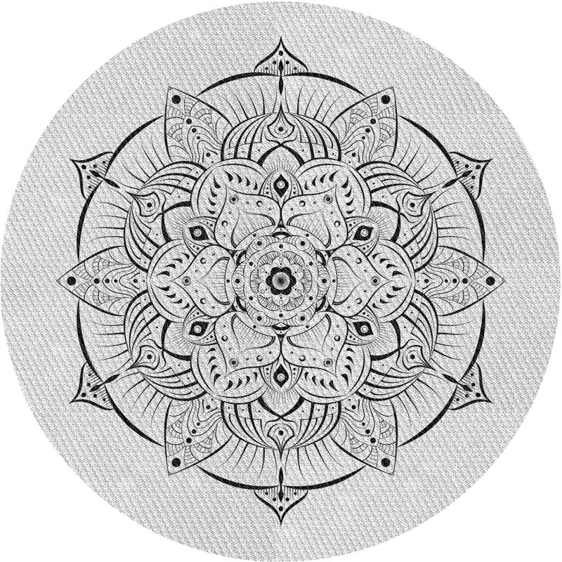 Tapis noir/gris tissé à la machine, Rond 8 pi