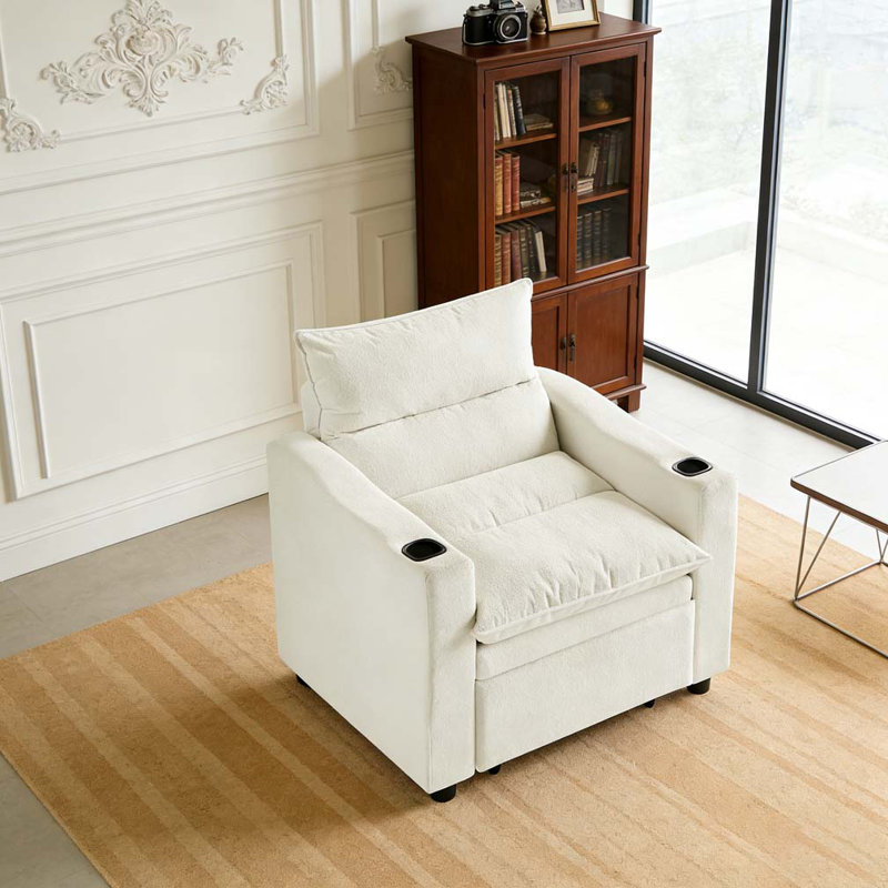 Canapé-lit réglable en tissu velours moderne, Beige