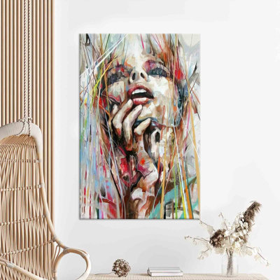 Modern Woman Portrait Painting Print On Large Canvas Wall Art Ideal Gift