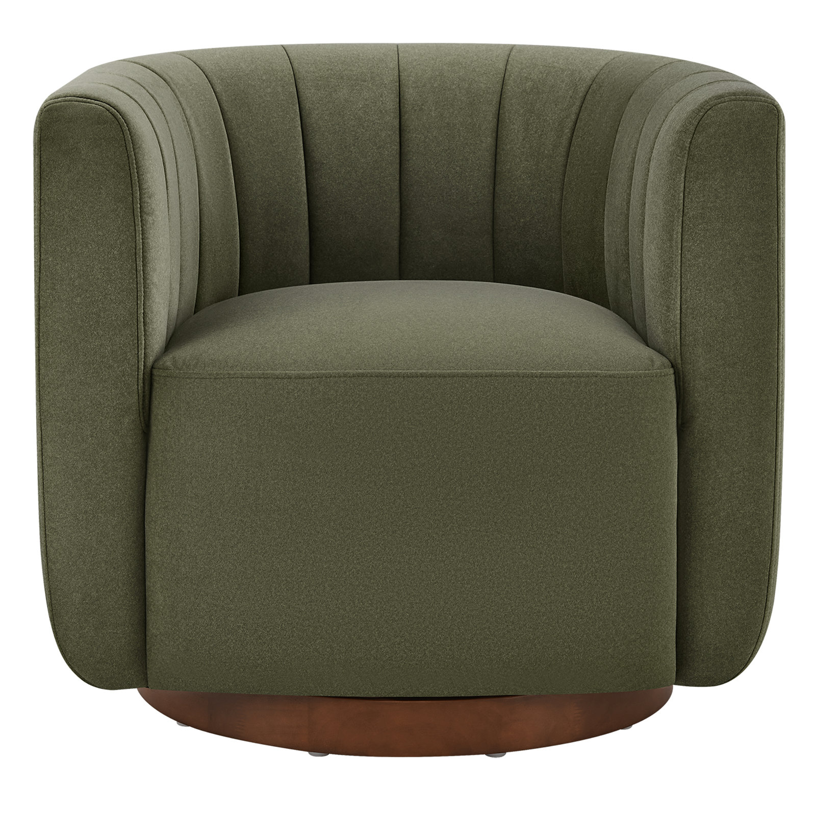 Upholstered Swivel Armchair, Vesper Forest Performance Velvet