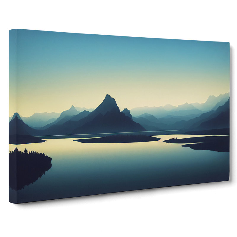 Mountain Lake Silhouette - Wrapped Canvas Print, 40cm H x 60cm W x 3cm D