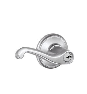 Flair Lever Keyed Entry Lock, Satin Chrome, null