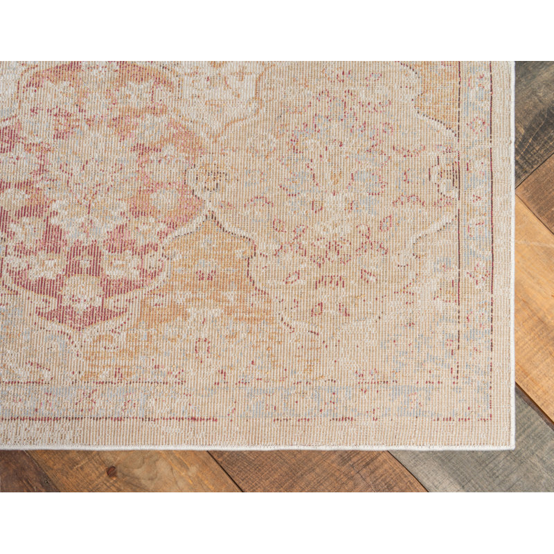 Tapis beige tissé à la machine Koury, Tapis de couloir 2 pi 7 po x 12 pi 2 po