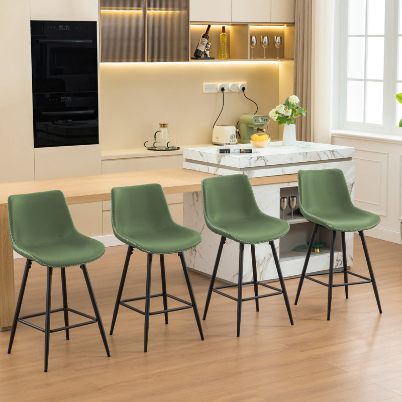 Tabouret de comptoir moderne en similicuir, Tabouret de comptoir (siège d'une hauteur de 24 p, 4, Vert