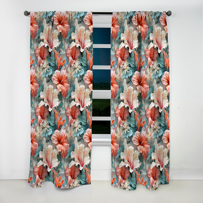 Motif tropical Paradise Mirage - Rideau floral - Rideau occultant floral - 1 panneau, L 52 po x L 90 po