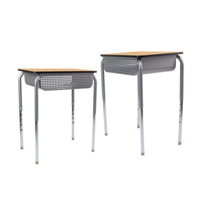 Bureau ouvert 18 po x 24 po Belly Curve avec boîte à livres en métal, paquet de 2 - Érable / noir / argent