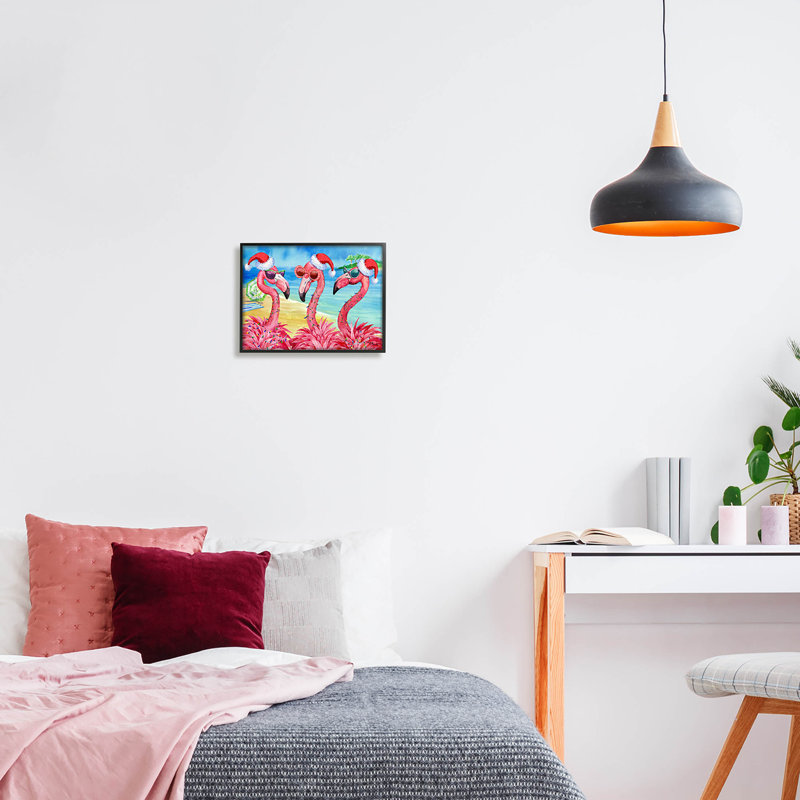 Fêtes des fêtes, flamants roses, art giclée sur la plage par Paul Brent, H 11 po x l 14 po x P 1,5 po