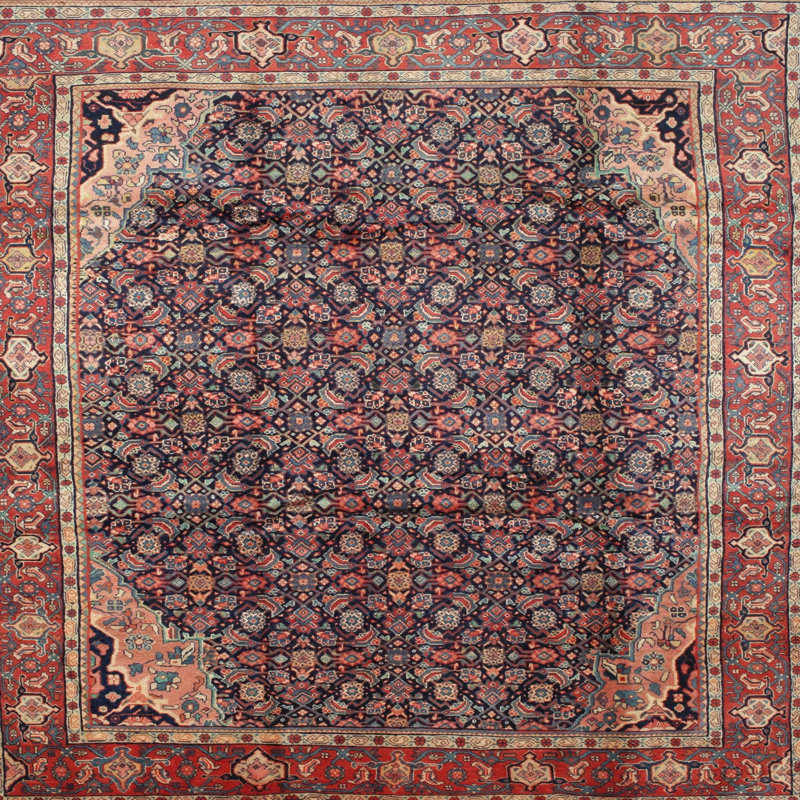 Tapis traditionnel rouge / mauve / brun, Carré 3 pi