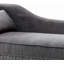 Banc de chaise d'appoint à aspect lin gris ardoise, garniture cloutée avec coussin pour adultes, salon