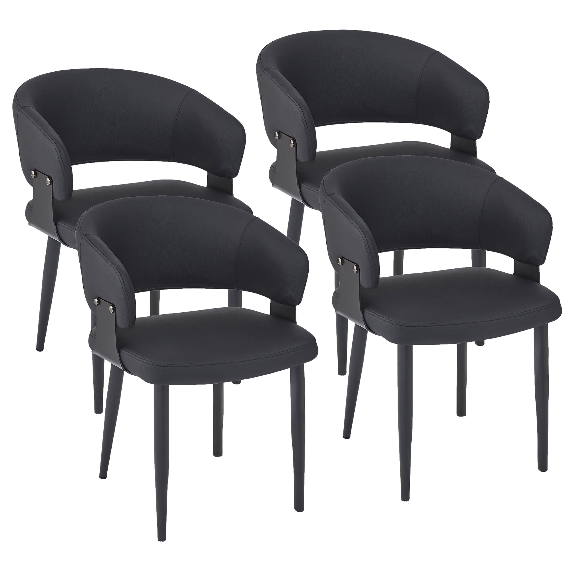Latitude Run® Modern Faux Leather and Metal Dining Chair, Set of 4 ...