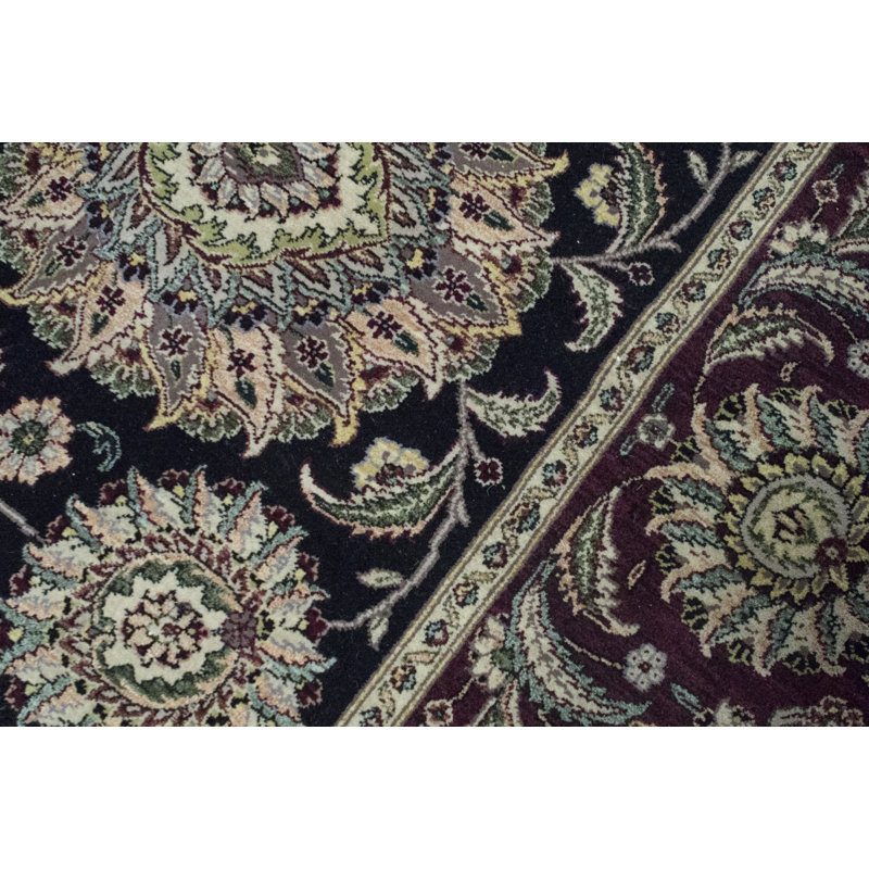 Tapis ivoire, rouge et bleu noué à la main de haute qualité