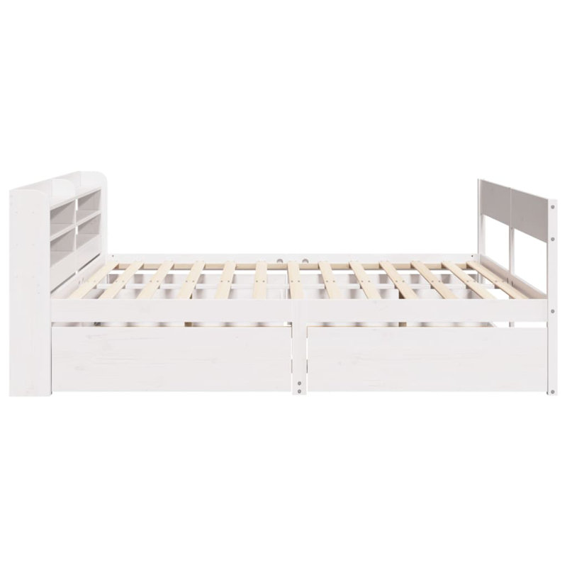 Deerfin Solid Wood Storage Bed, European Kingsize (160 x 200cm), White