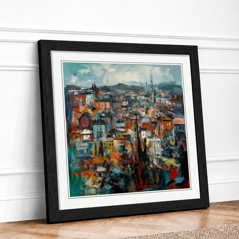 City Of Belfast Abstract Expressionism No.2 - Framed Print, Black
