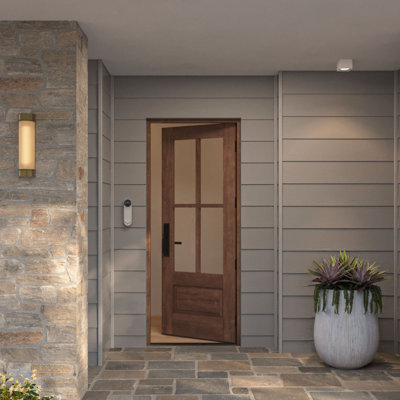 G7504-SW-80 | Porte simple 80 po, extérieur pré-monté RTA, SDL 4 Lite, 3/4 Lite, 1 panneau, bois d'acajou brut