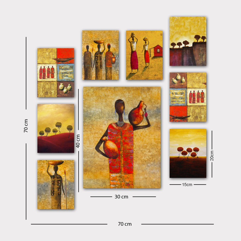 Superbe ensemble d'art mural en panneau de fibres à densité moyenne 9 pièces, artiste | 100% panneau de fibres à densité moyenne, épaisseur: 0,1 pouce | 8 pièces: 7,9 po x 5,9 po et 1 pièce: 11,8 po x 15,7 po | Parfait pour la décoration intérieure, design unique et accrocheur