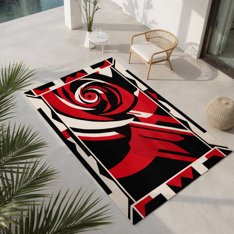 Tapis intérieur et extérieur Scarlet Symphony, Rectangle 2' x 3'