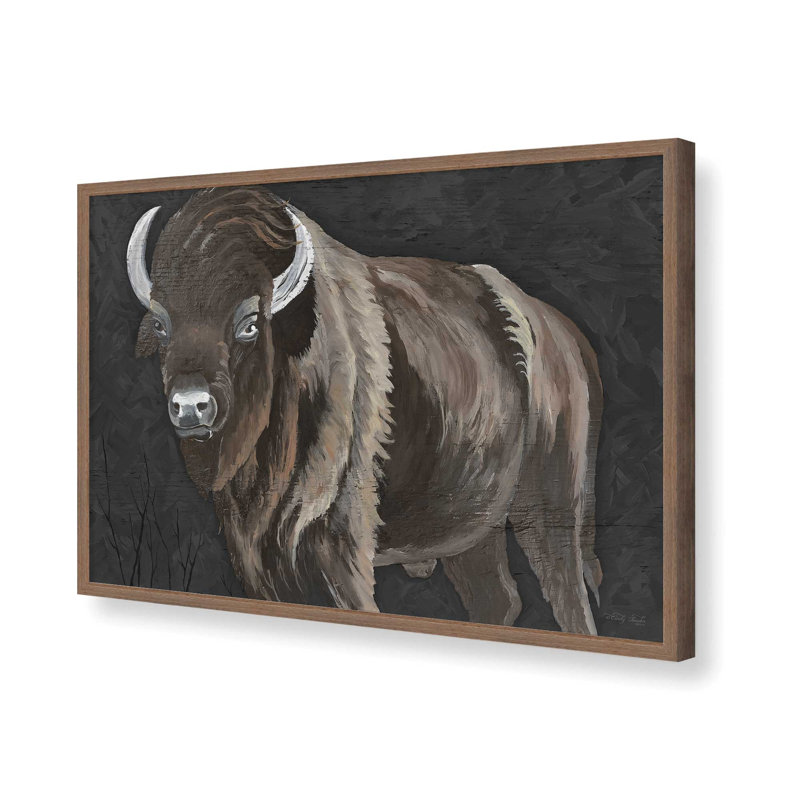 «Burly Bison» par Cindy Jacobs, reproduction d'art, L 18 po x H 12 po, Brun, Impression encadrée