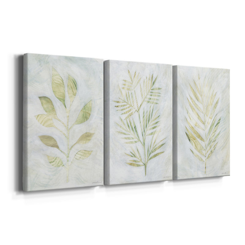 Breezy Fronds I - Toile tendue avec châssis sur mesure - 3 pièces, H 36 po x l 72 po