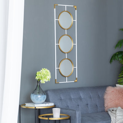 Cadre doré et blanc avec miroir