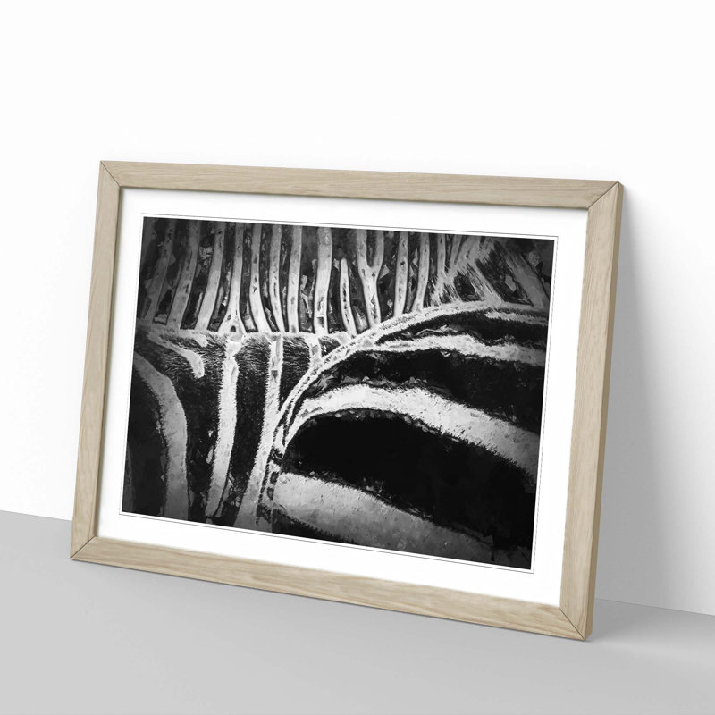 The Stripes of the Zebra in Abstract - Picture Frame Graphic Art Print on MDF, Oak, 50cm H x 76cm W x 2cm D