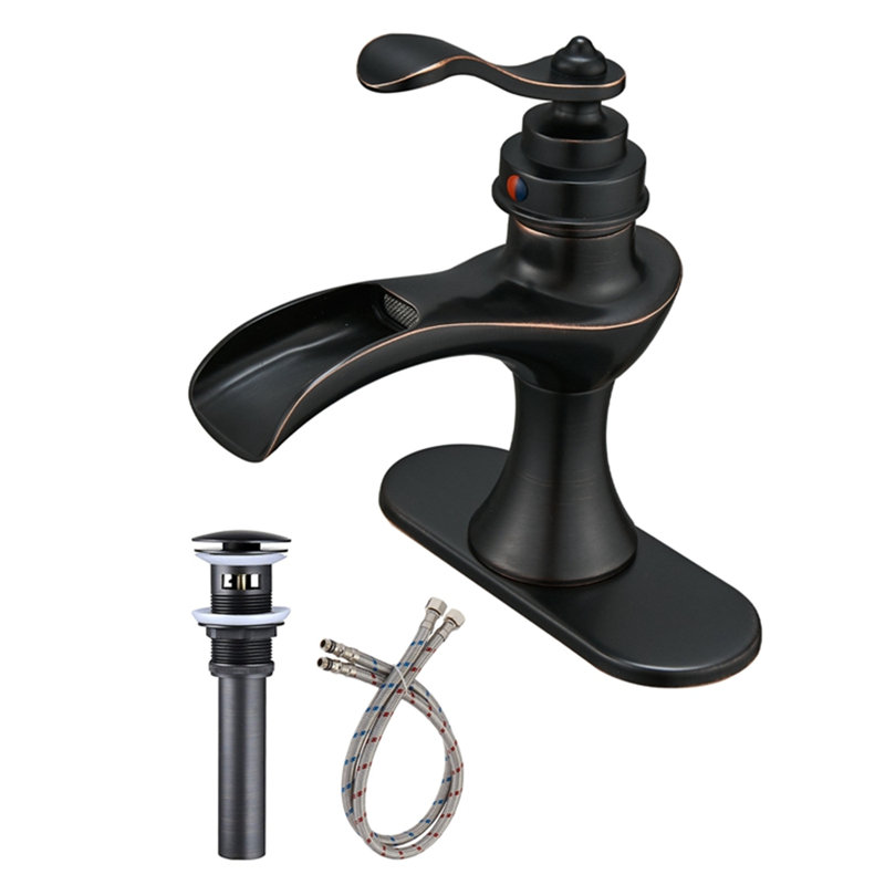 Single-Hole Single-handle Bathroom Faucet with Drain Assembly, Oil Rubbed Bronze