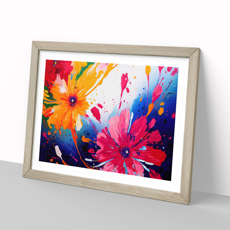 Splendid Flower Splash Abstract - Framed Print, 25cm H x 34cm W x 2cm D, Oak