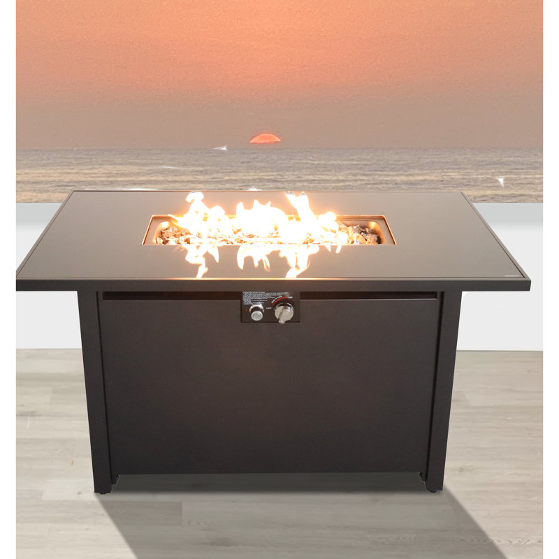Table de foyer d'extérieur en acier inoxydable, 43 po, 50000, support d'alarme noir, 43 po, couvercle