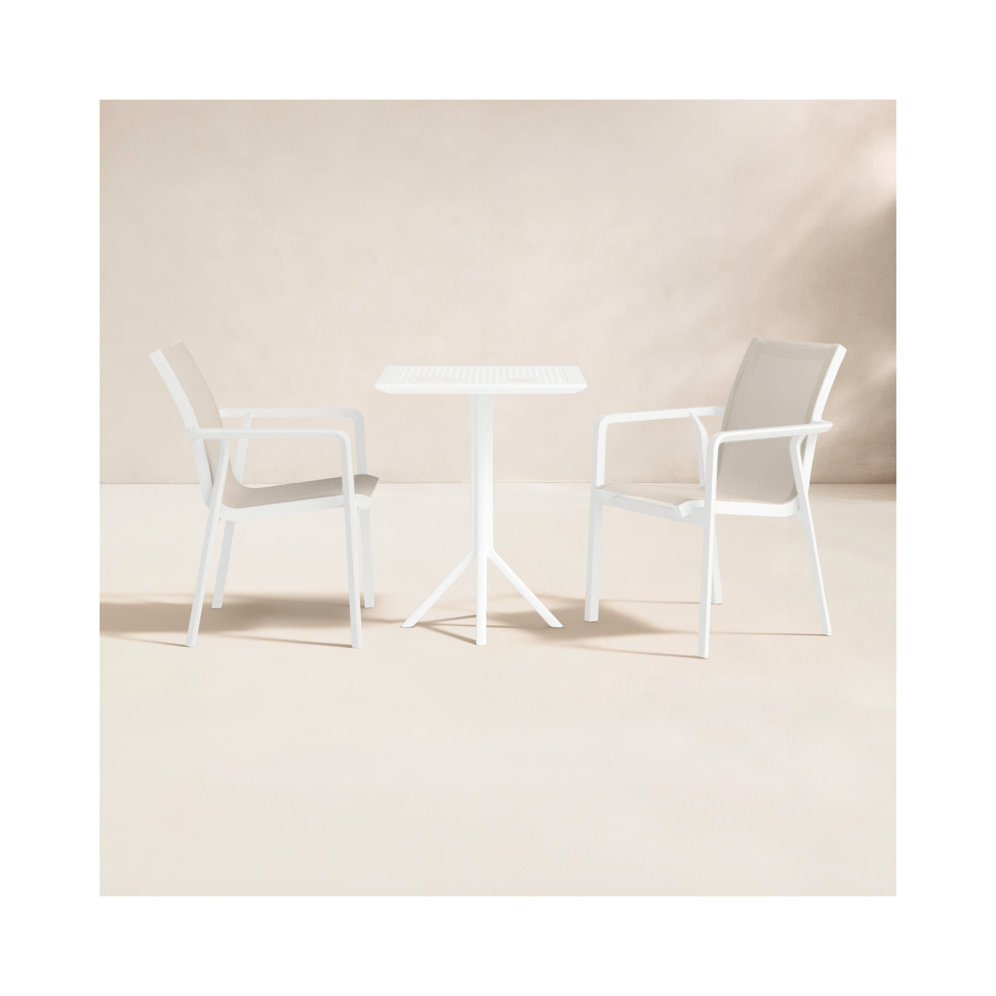 Farrah Square 2 - Person 23.6" Long Bistro Set, White/Taupe