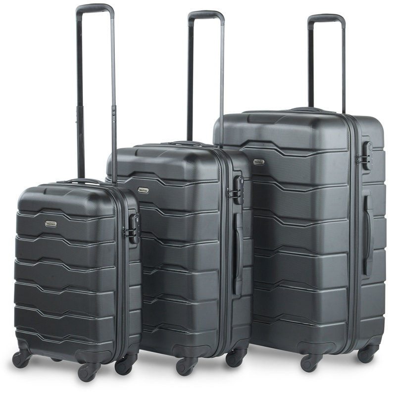 3pc Abs Black Luggage Set
