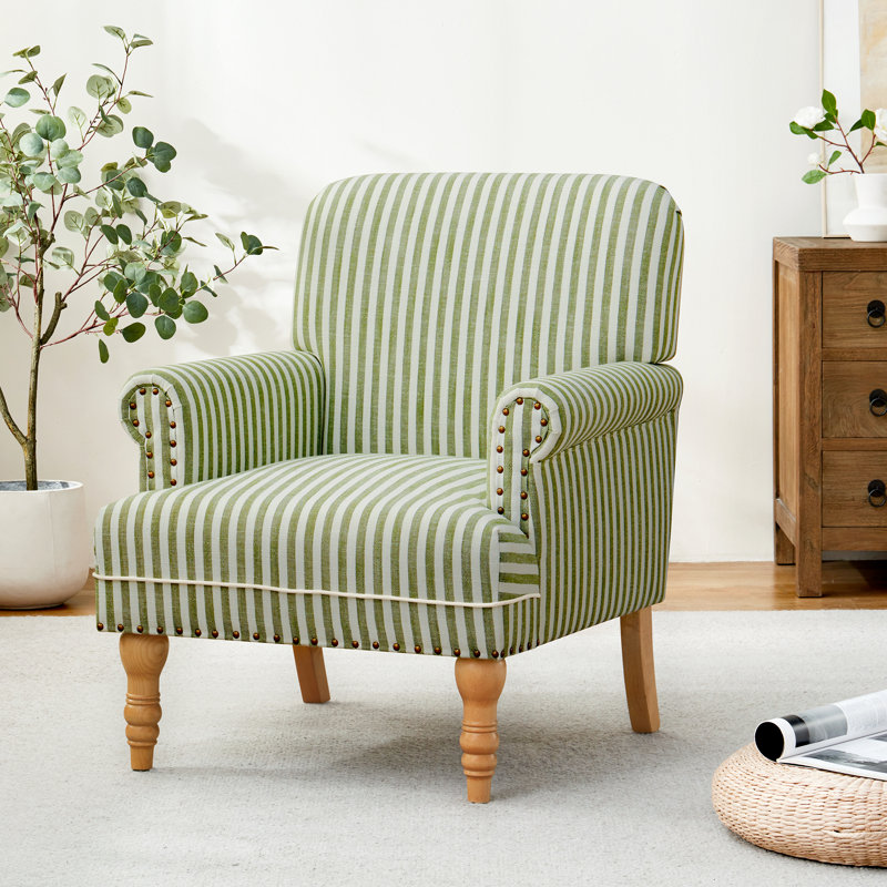 Upholstered Wooden Armchair, Green