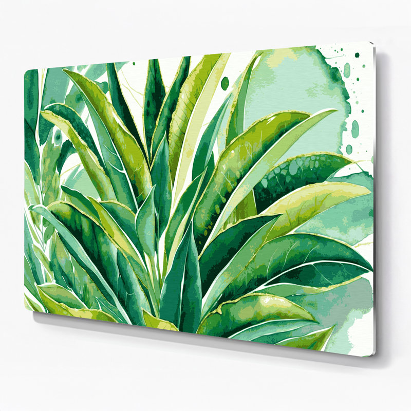 «Botanical Jade Plant», art mural en métal vert, H 11 po x l 14 po