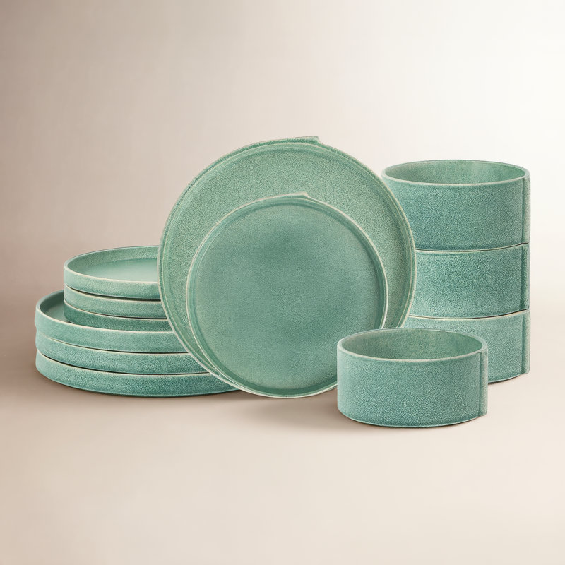 Stone Lain Bao 12-Piece Dinnerware Set Stoneware, Green