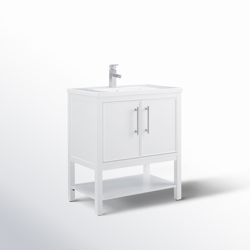 Ensemble de meuble-lavabo simple 30 po Jewell, Blanc / nickel brossé