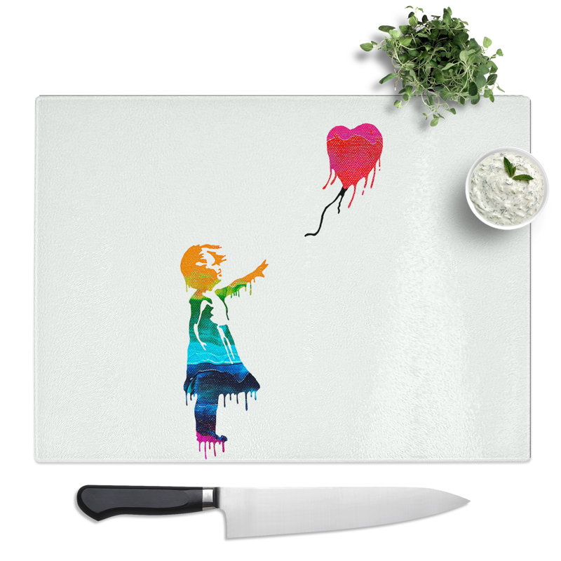 Banksy Balloon Girl Graffiti  Glass Chopping Board