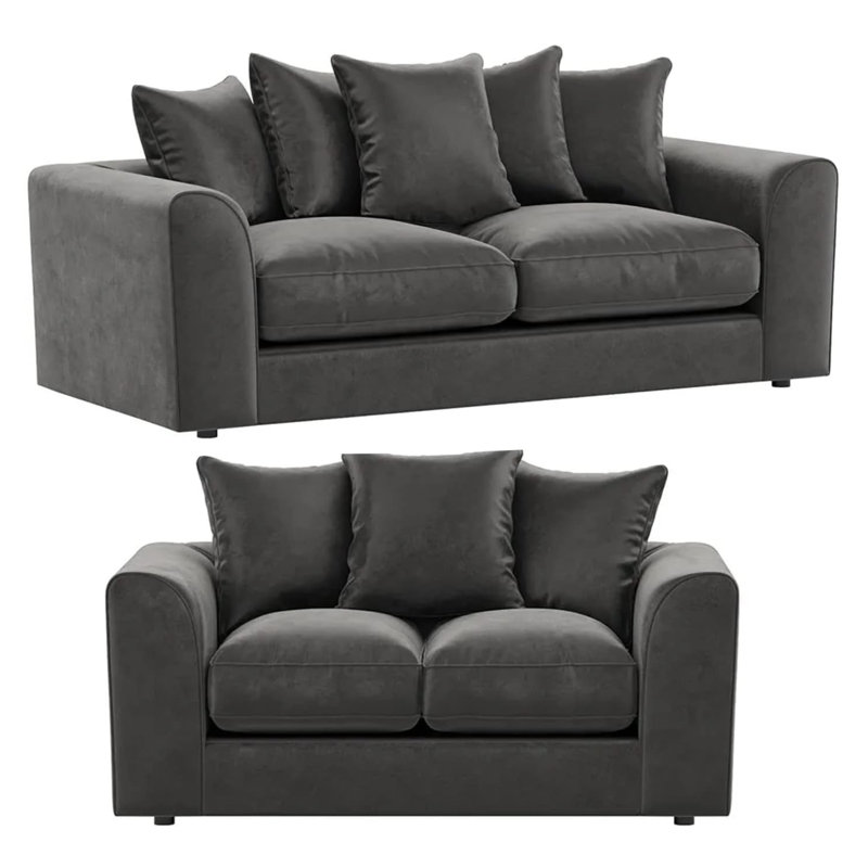 5 Seater Velvet Sofa, Grey