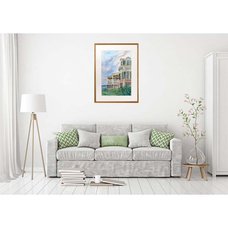 One-of-a-Kind Original 'House on the Hill' by Nancy Alimansky - Unframed Painting on Paper