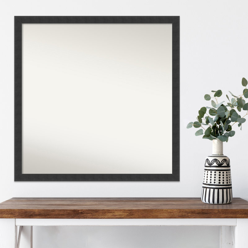Miroir mural en bois noir Mezzanotte, 28 po x 28 po