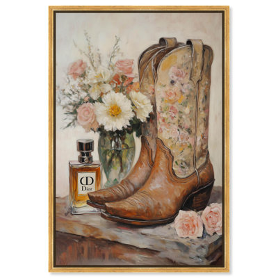 Delicate Floral Boots Canvas Fashion Art Print by 