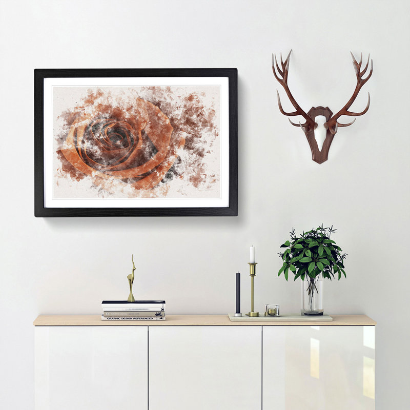 Orange Rose - Picture Frame Graphic Art Print, Black Framed, 62cm H x 87cm W x 2cm D