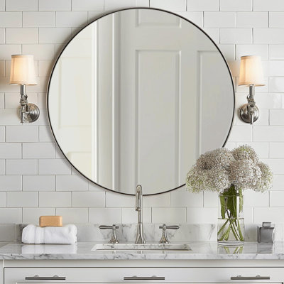 Miroir de salle de bain Kaitlee Cadre en acier inoxydable