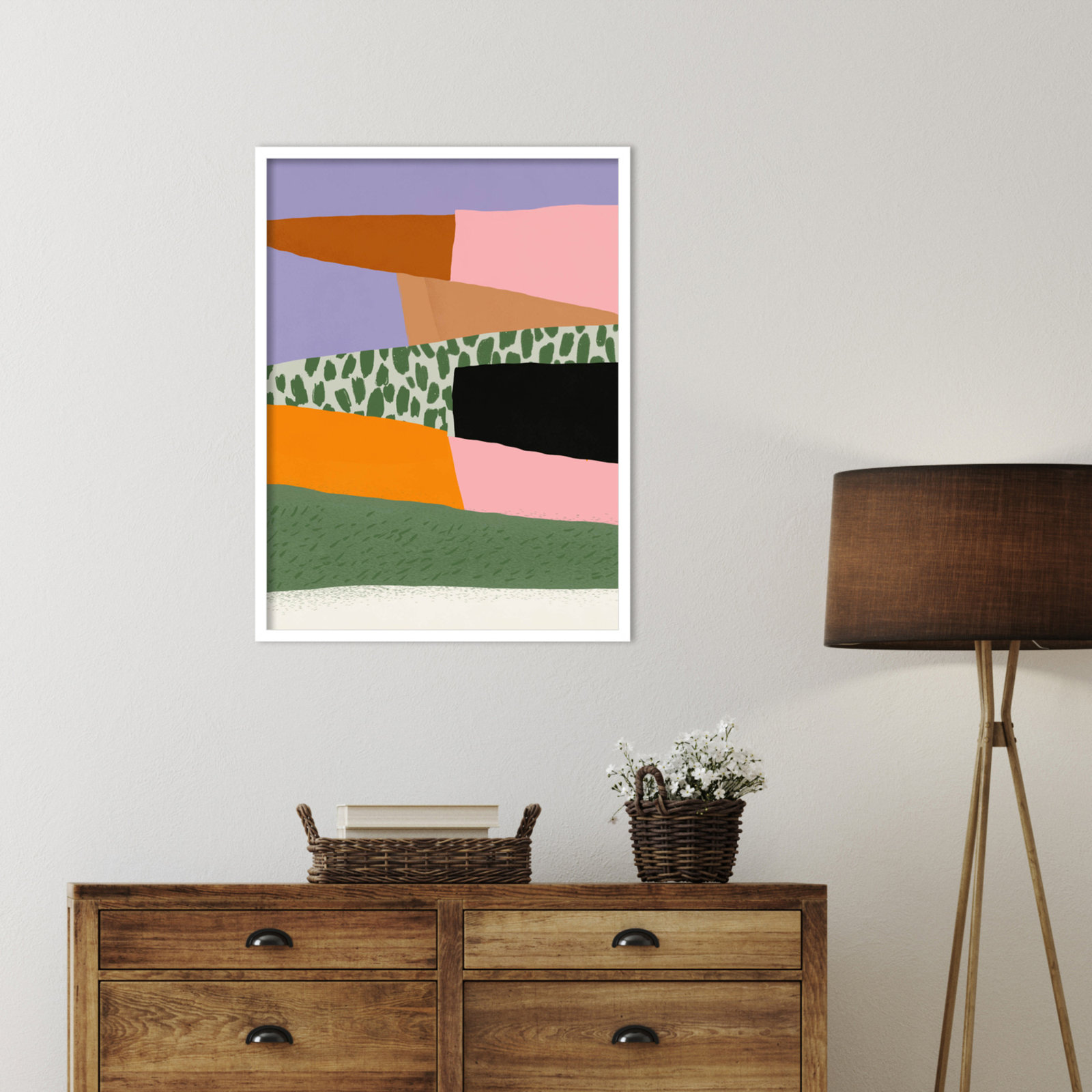 Abstract Minimalism Collage 02 Print, White, 33" H x 25" W