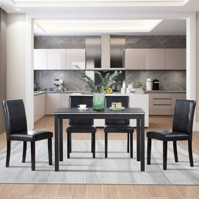 Compact wooden rectangular dining table: space-saving black design for 4 people, perfect for small kitchens & dining areas