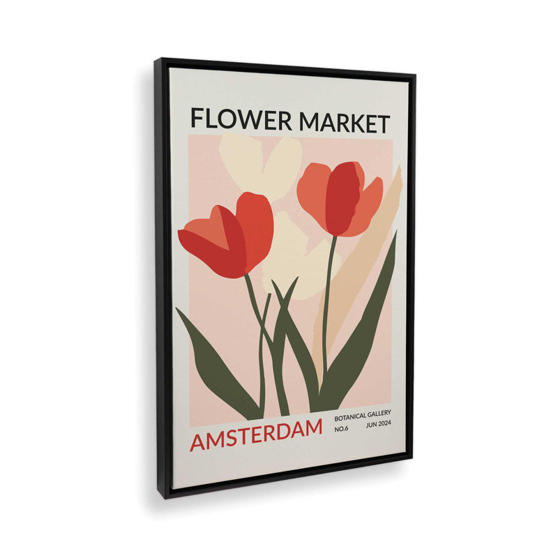 Amsterdam Flower Market II, H 18,75 po x l 12,75 po, Noir satiné